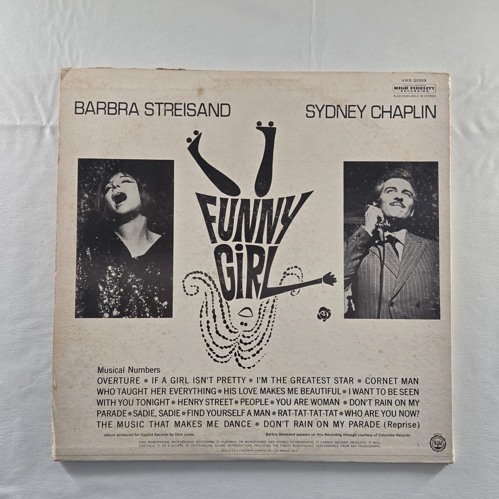 Barbra Streisand Funny Girl Original Broadway Cast LP Capitol VAS 2059 VG Tested - Picture 6 of 16